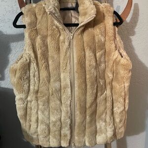 Liz Claiborne Tan Faux Fur Vest